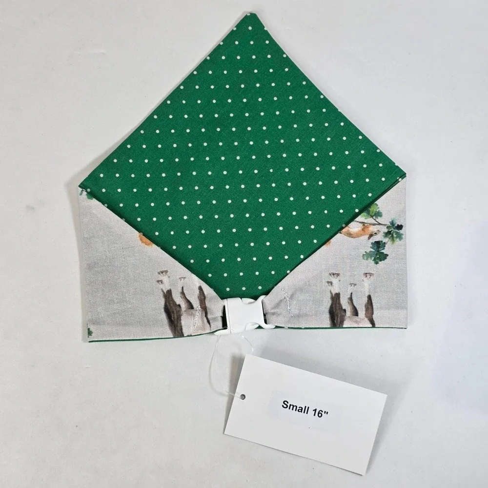 Beau Dog Bandana Designs Bull Terrier Squirrel Reversible Polka Dot Small 16